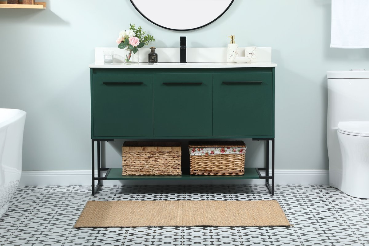 Elegant Decor VF42548MGN-BS 48 inch single bathroom vanity in green with backsplash