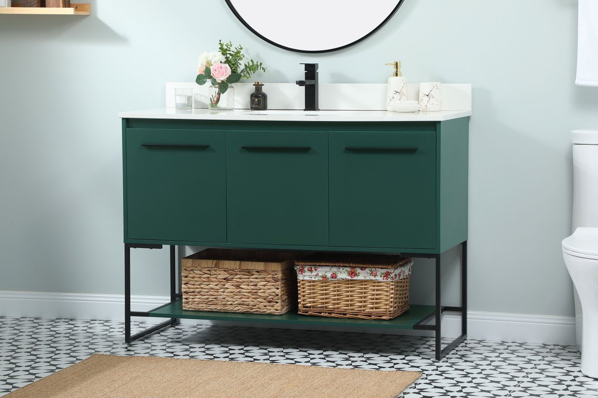 Elegant Decor VF42548MGN-BS 48 inch single bathroom vanity in green with backsplash