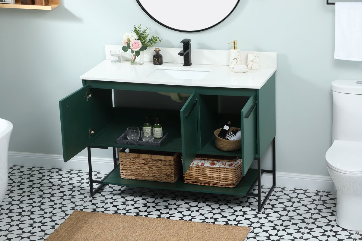 Elegant Decor VF42548MGN-BS 48 inch single bathroom vanity in green with backsplash
