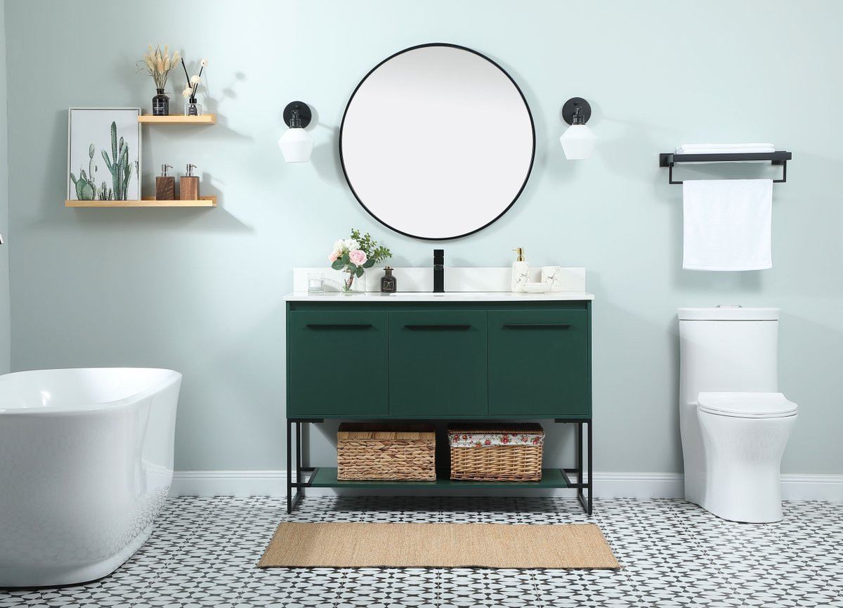 Elegant Decor VF42548MGN-BS 48 inch single bathroom vanity in green with backsplash