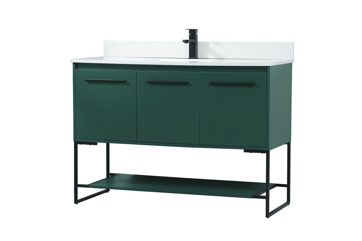 Elegant Decor VF42548MGN-BS 48 inch single bathroom vanity in green with backsplash