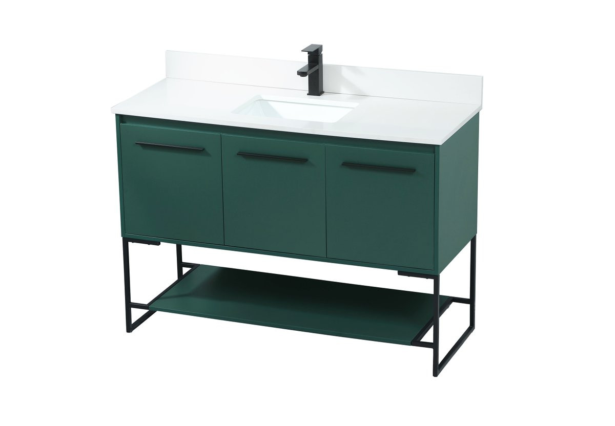 Elegant Decor VF42548MGN-BS 48 inch single bathroom vanity in green with backsplash