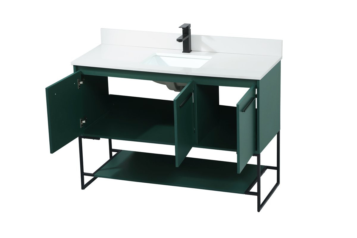 Elegant Decor VF42548MGN-BS 48 inch single bathroom vanity in green with backsplash