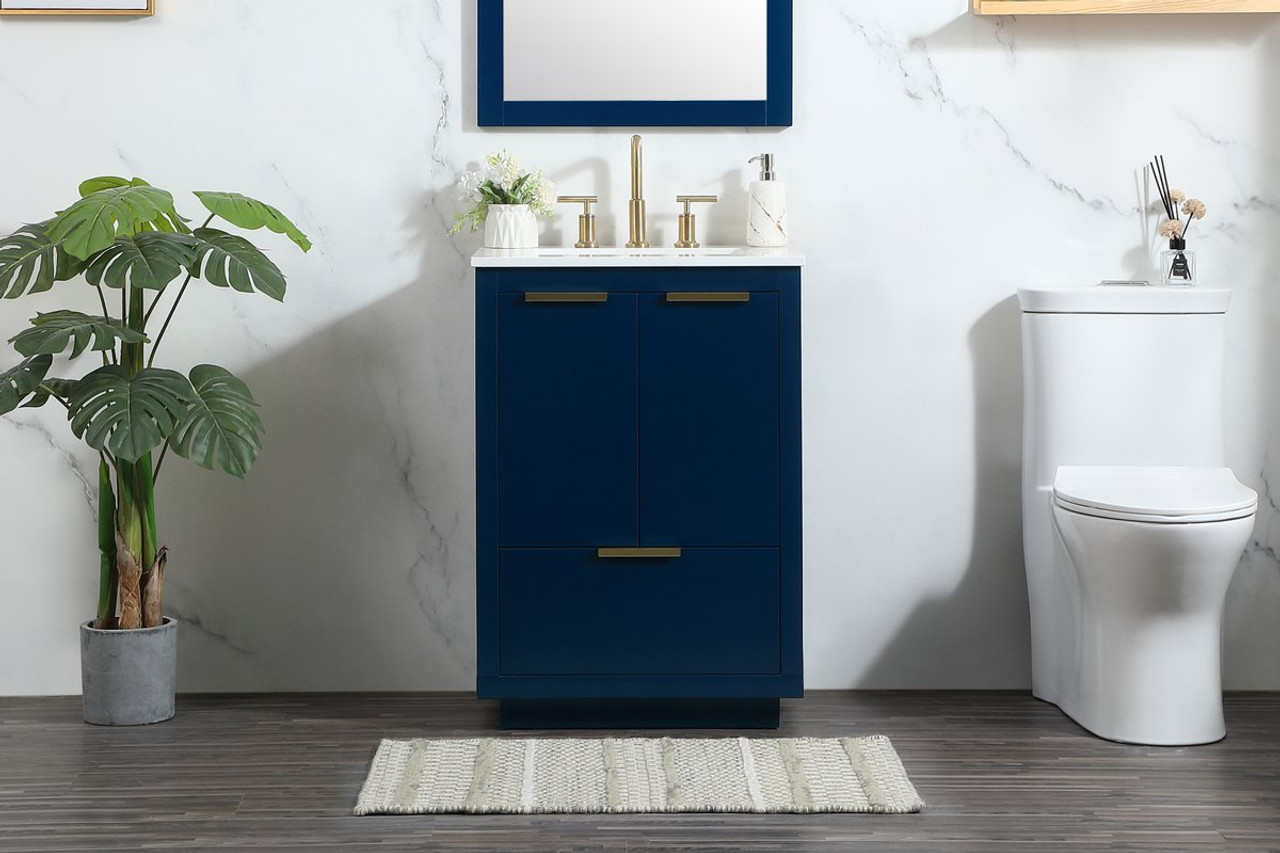 Elegant Decor VF19424BL 24 inch single bathroom vanity in blue Elegant Decor VF19424BL 24 inch single bathroom vanity in blue