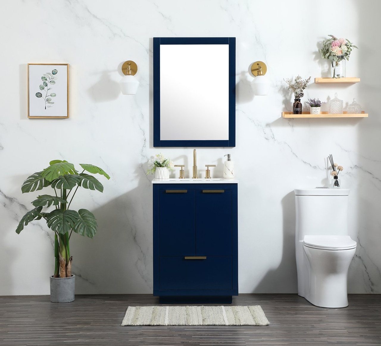 Elegant Decor VF19424BL 24 inch single bathroom vanity in blue Elegant Decor VF19424BL 24 inch single bathroom vanity in blue