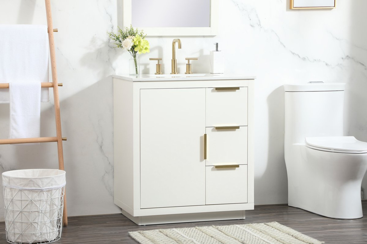 Elegant Decor VF19430WH 30 inch single bathroom vanity in white Elegant Decor VF19430WH 30 inch single bathroom vanity in white