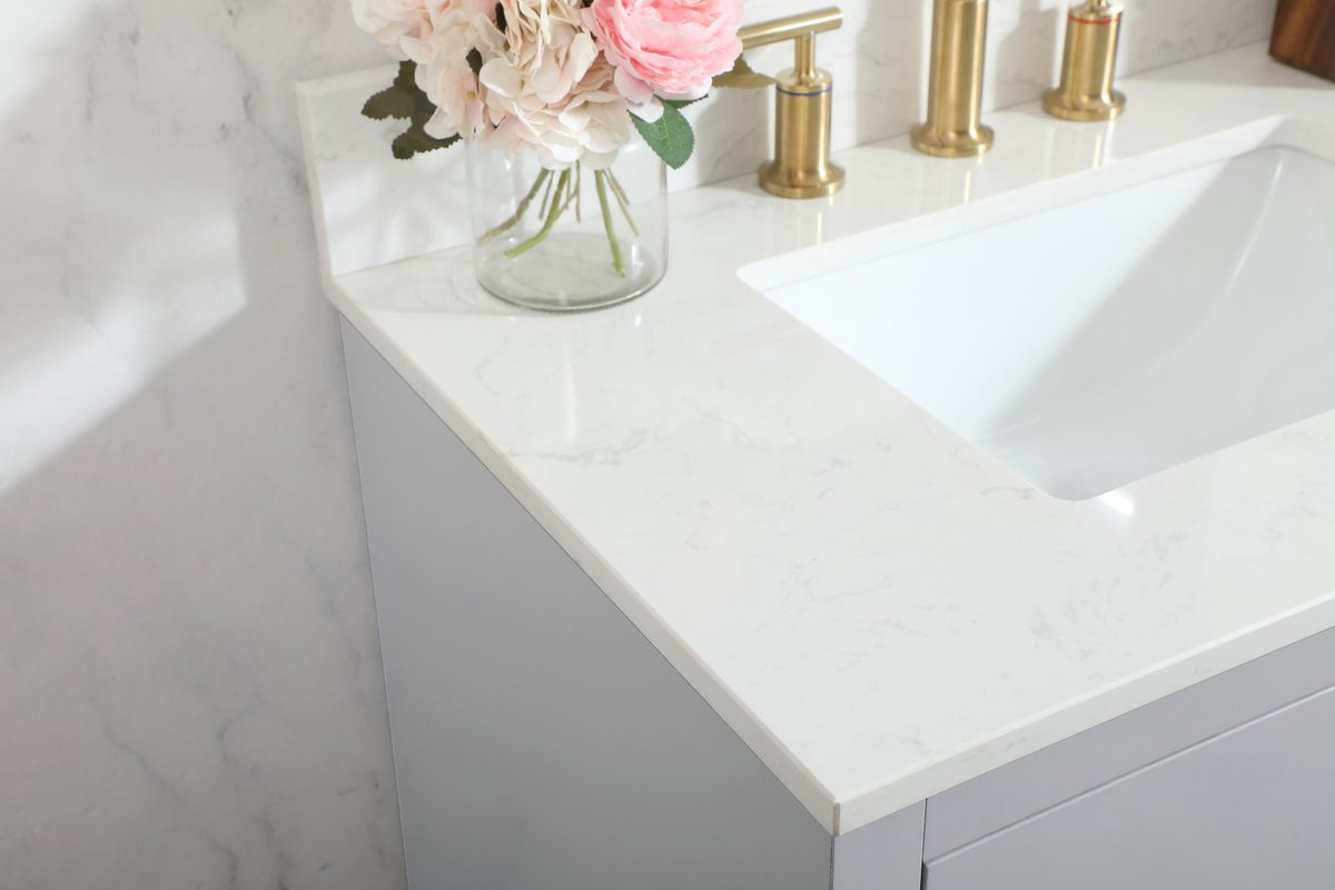 Elegant Decor VF19430GR-BS 30 inch single bathroom vanity in grey with backsplash