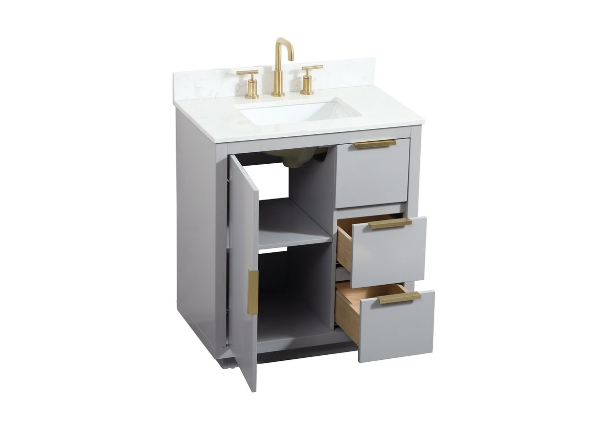 Elegant Decor VF19430GR-BS 30 inch single bathroom vanity in grey with backsplash