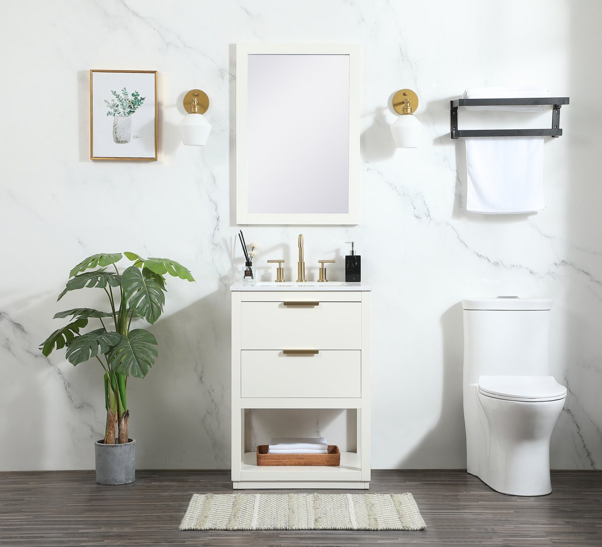 Elegant Decor VF19224WH 24 inch single bathroom vanity in white