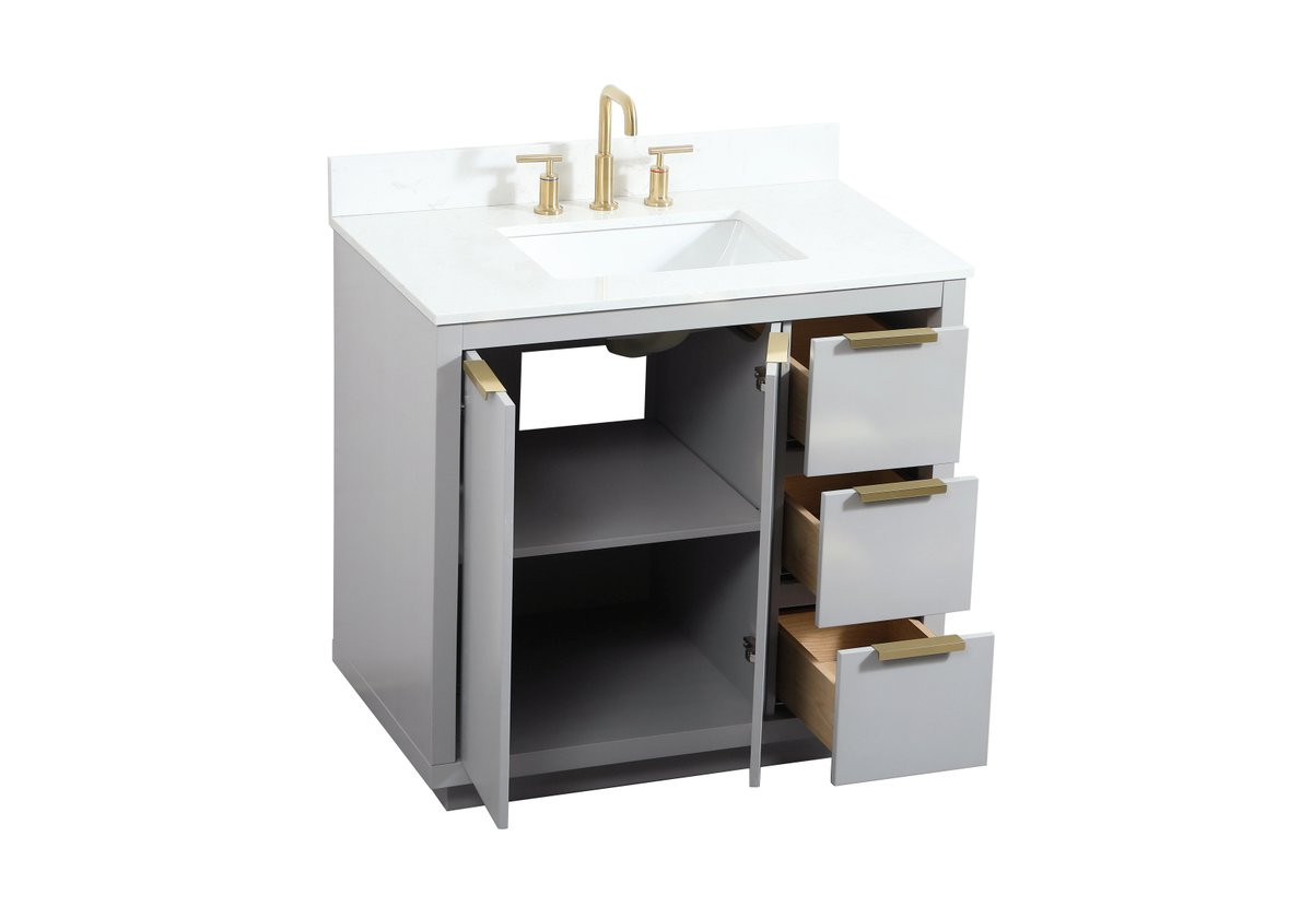 Elegant Decor VF19436GR-BS 36 inch single bathroom vanity in grey with backsplash