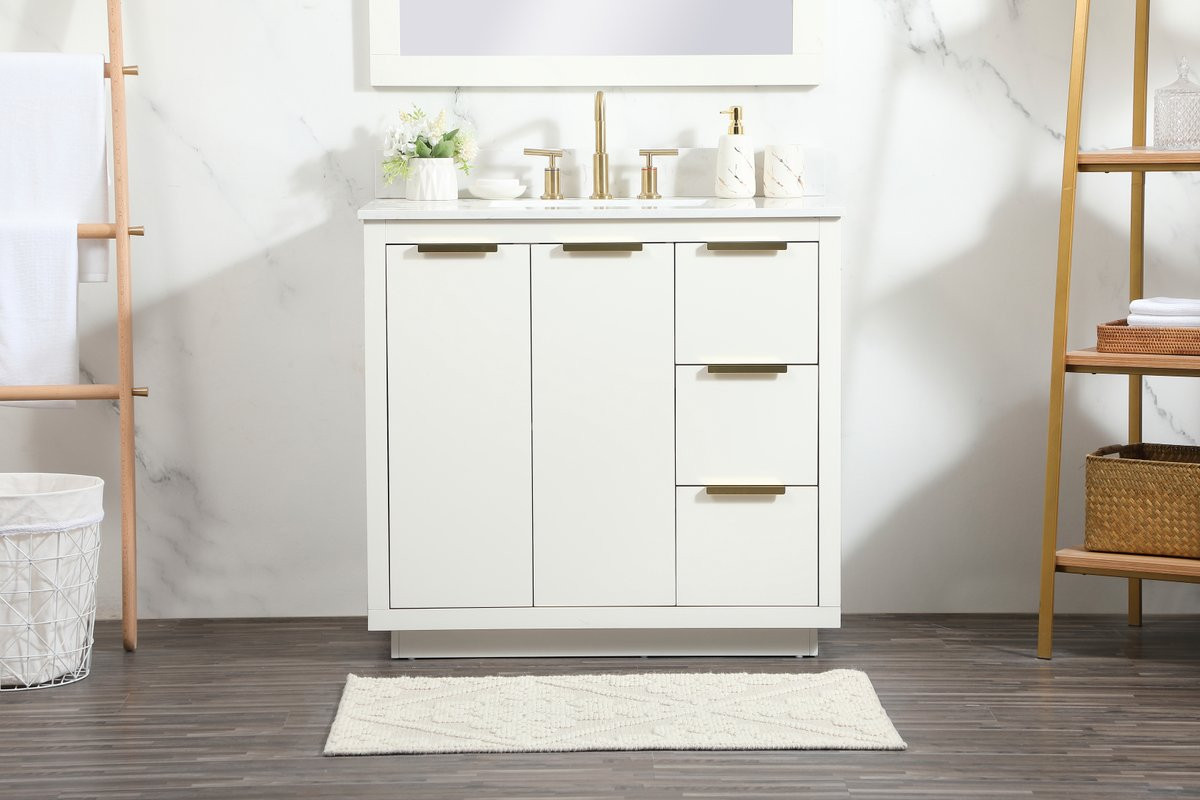 Elegant Decor VF19436WH-BS 36 inch single bathroom vanity in white with backsplash