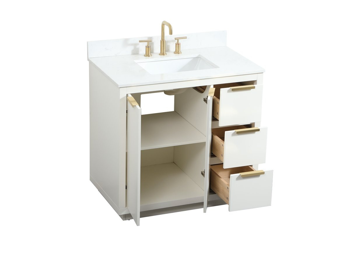 Elegant Decor VF19436WH-BS 36 inch single bathroom vanity in white with backsplash