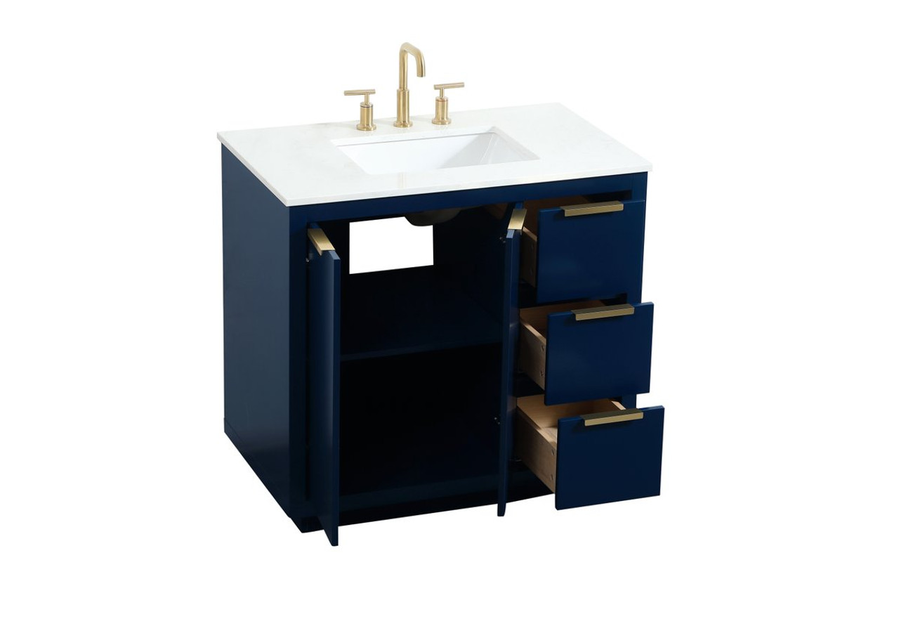 Elegant Decor VF19436BL 36 inch single bathroom vanity in blue