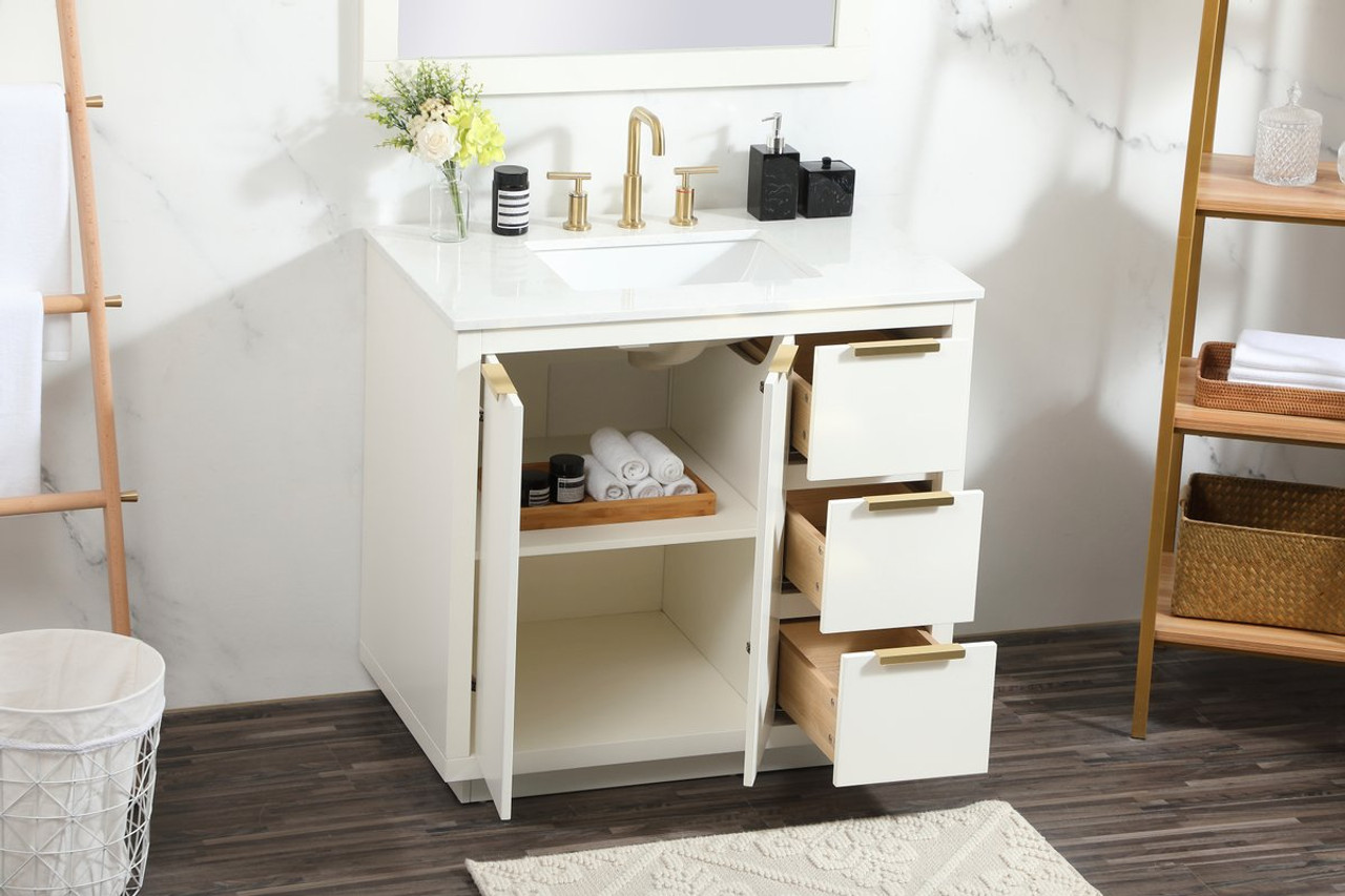 Elegant Decor VF19436WH 36 inch single bathroom vanity in white Elegant Decor VF19436WH 36 inch single bathroom vanity in white