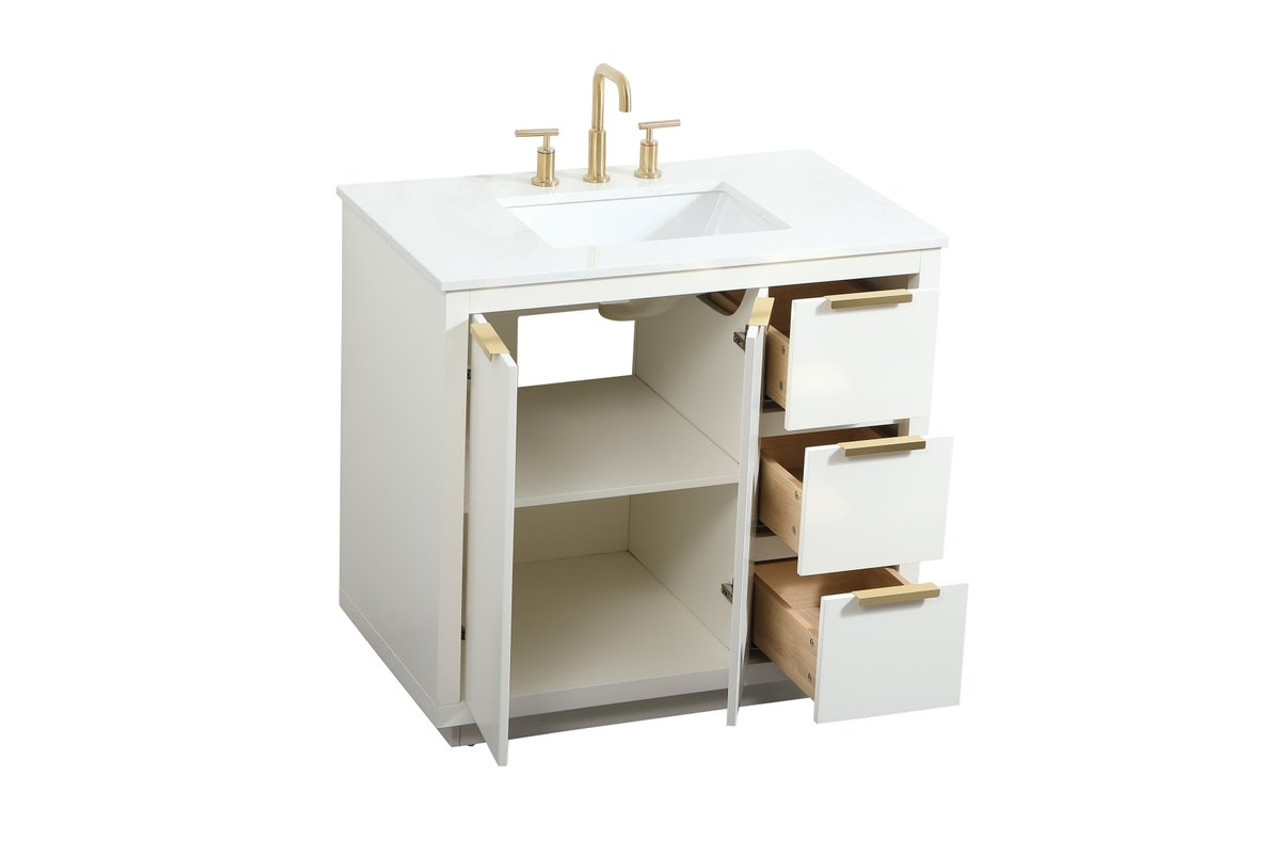 Elegant Decor VF19436WH 36 inch single bathroom vanity in white Elegant Decor VF19436WH 36 inch single bathroom vanity in white
