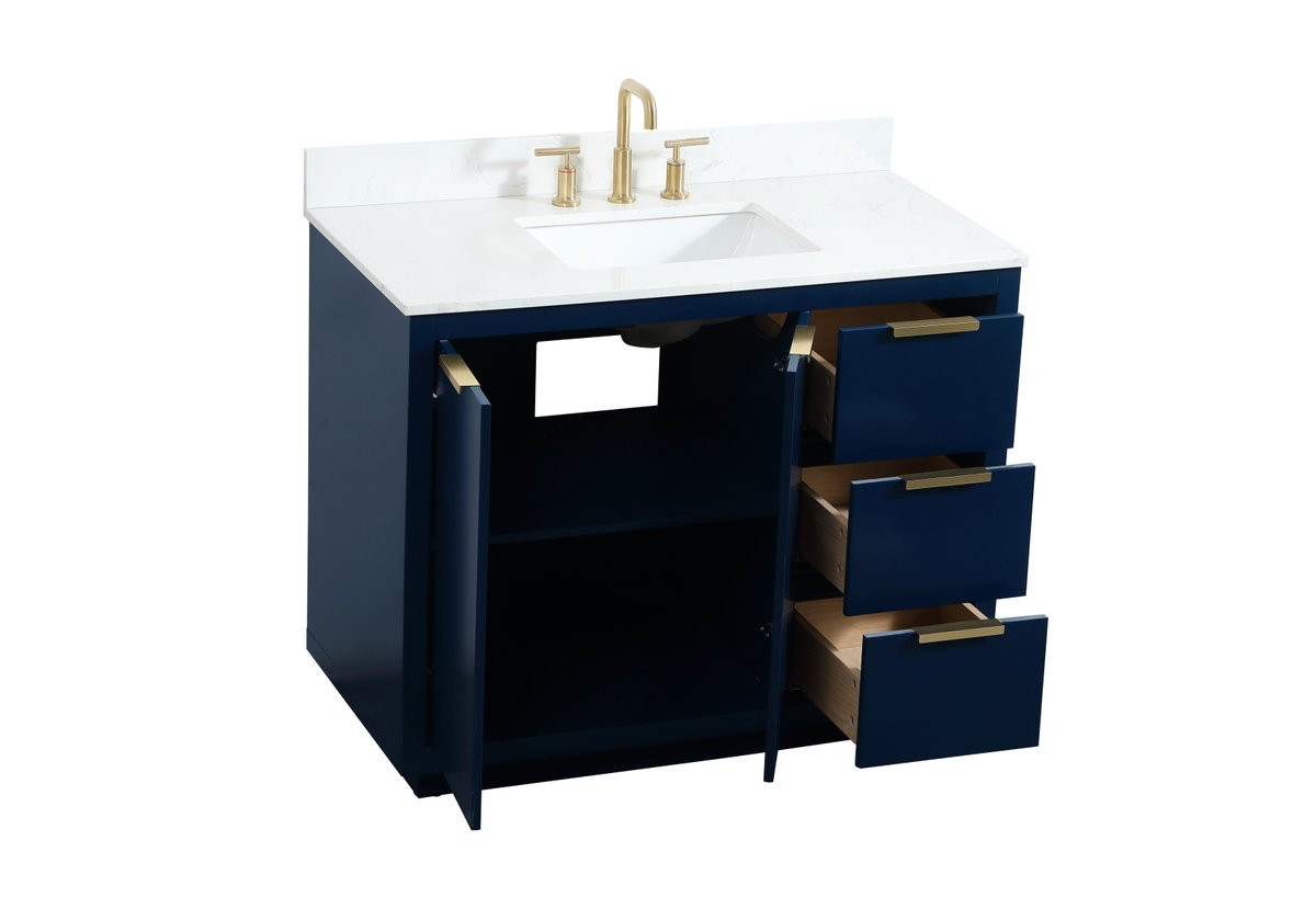 Elegant Decor VF19442BL-BS 42 inch single bathroom vanity in blue with backsplash