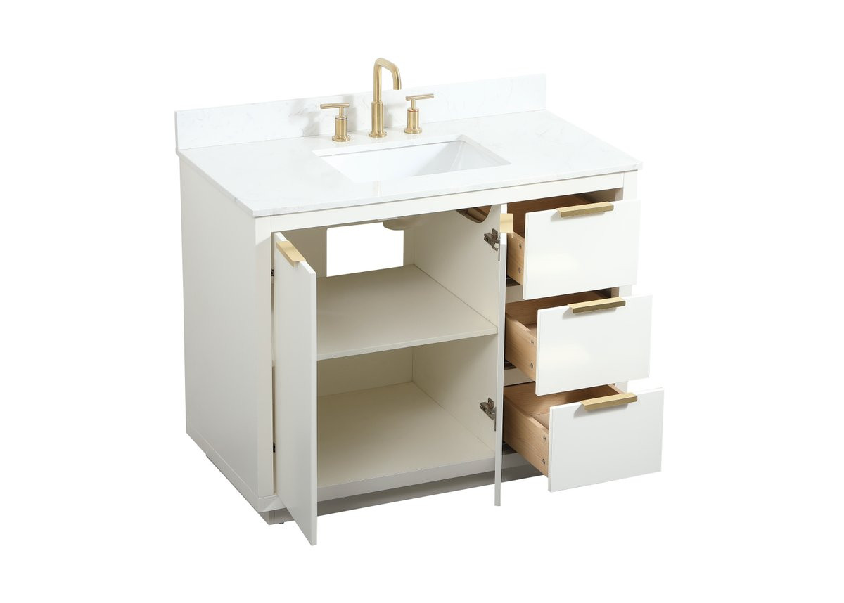 Elegant Decor VF19442WH-BS 42 inch single bathroom vanity in white with backsplash