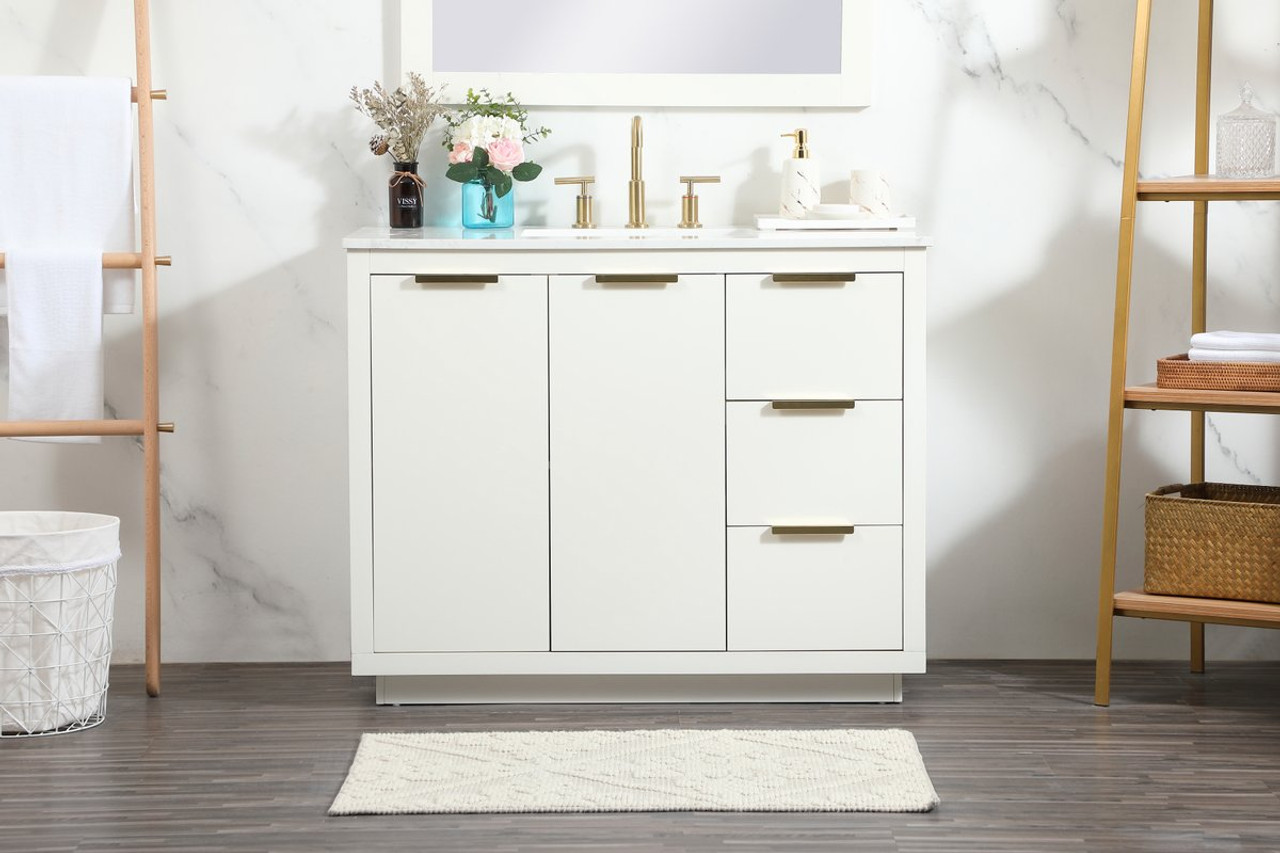 Elegant Decor VF19442WH 42 inch single bathroom vanity in white Elegant Decor VF19442WH 42 inch single bathroom vanity in white