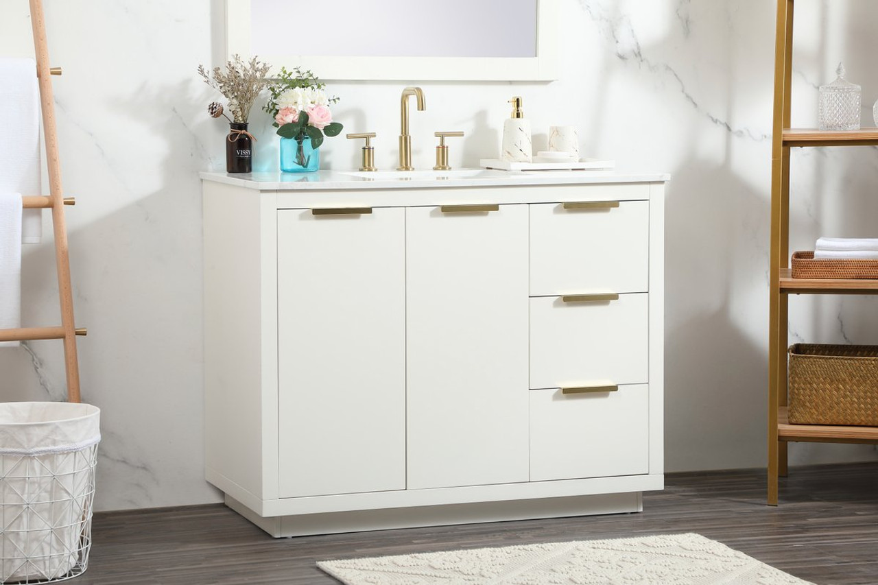 Elegant Decor VF19442WH 42 inch single bathroom vanity in white Elegant Decor VF19442WH 42 inch single bathroom vanity in white