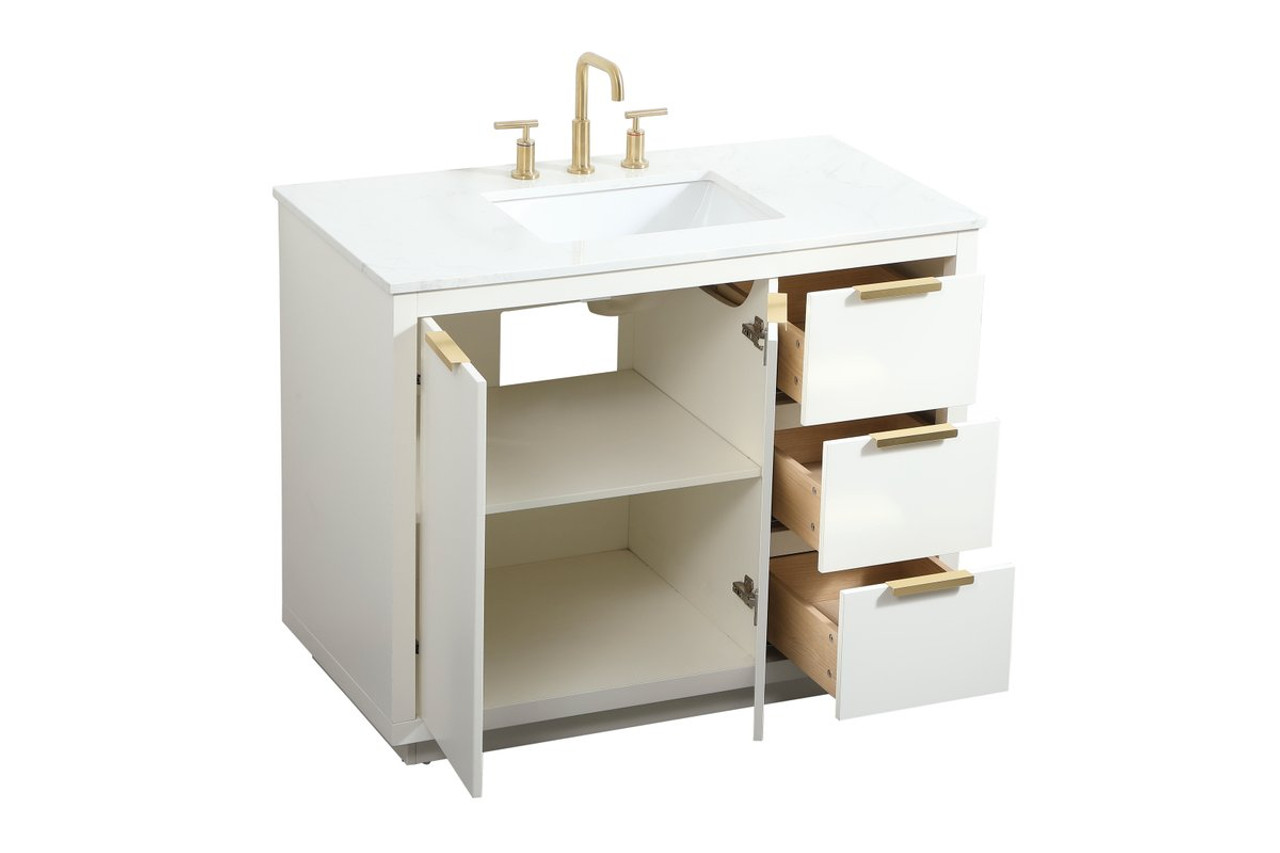 Elegant Decor VF19442WH 42 inch single bathroom vanity in white Elegant Decor VF19442WH 42 inch single bathroom vanity in white