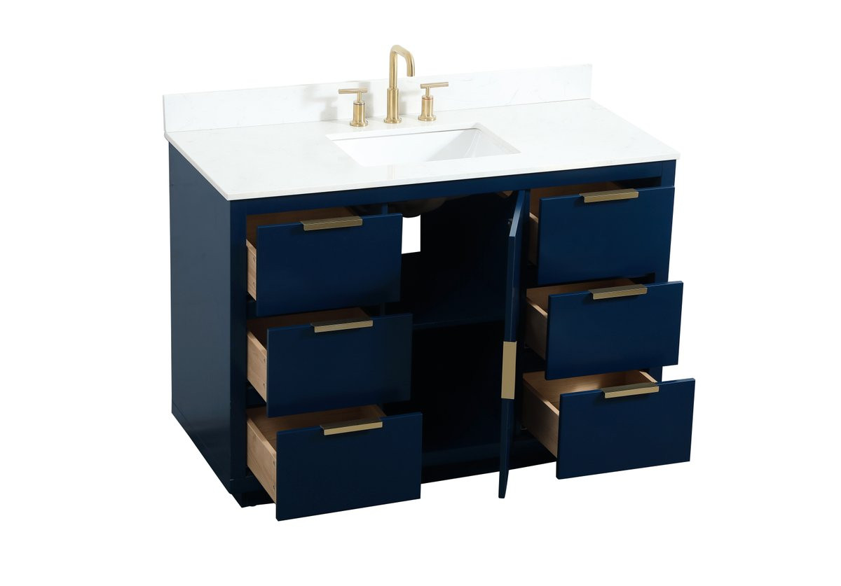 Elegant Decor VF19448BL-BS 48 inch single bathroom vanity in blue with backsplash