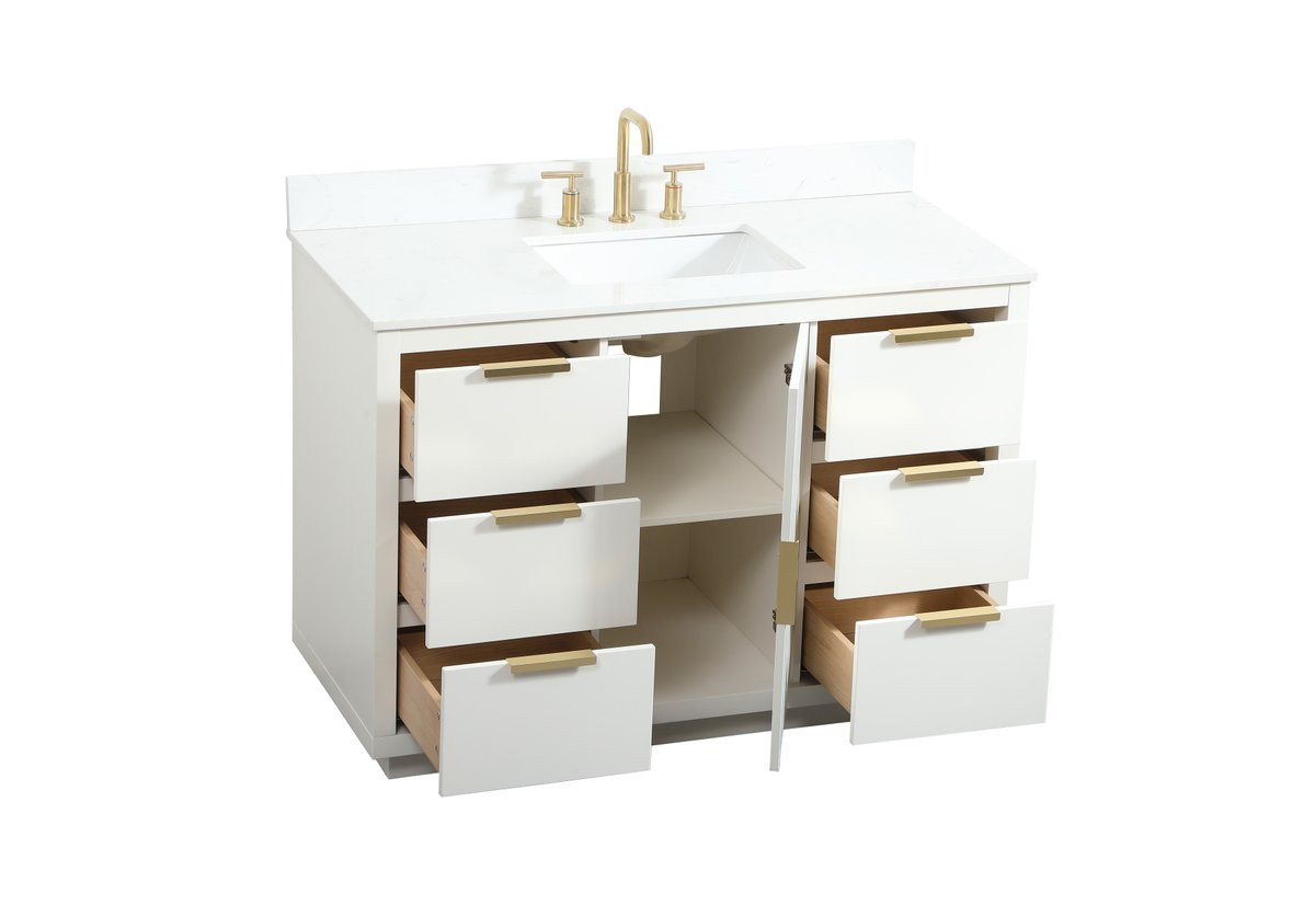 Elegant Decor VF19448WH-BS 48 inch single bathroom vanity in white with backsplash