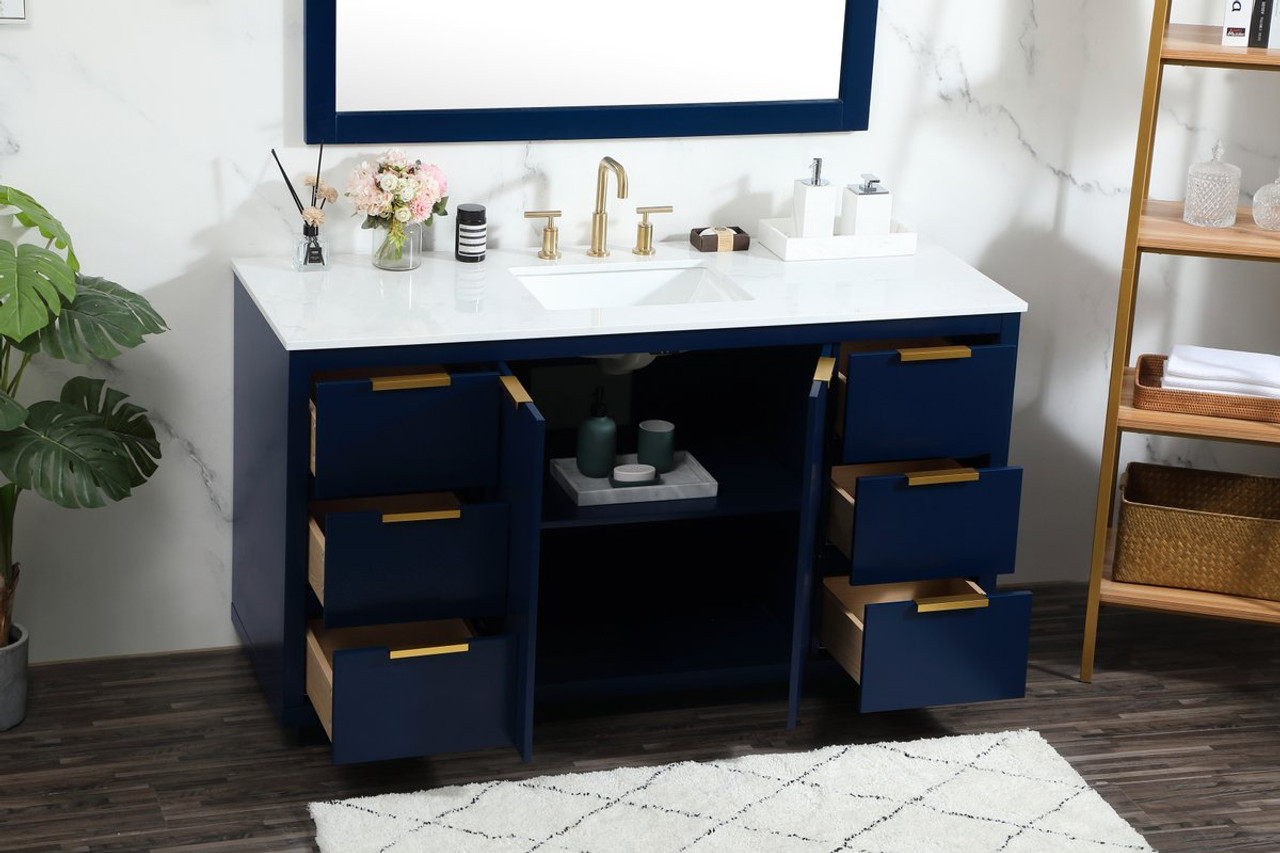 Elegant Decor VF19460BL 60 inch single bathroom vanity in blue