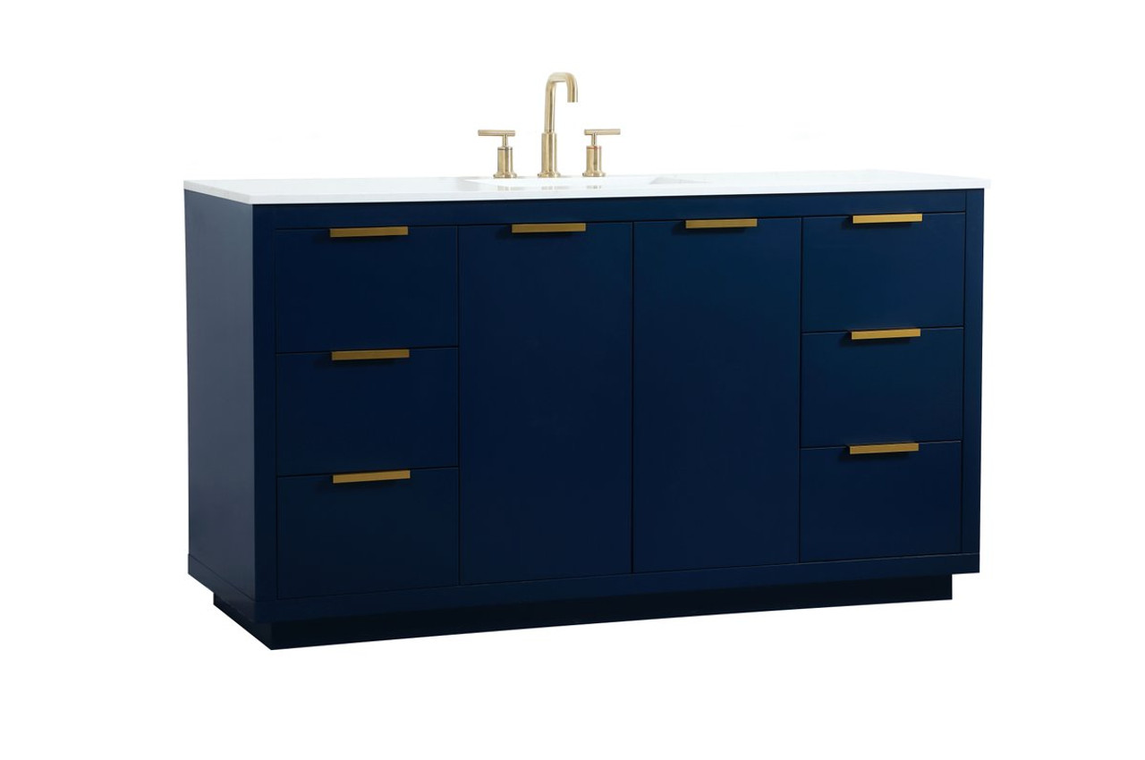 Elegant Decor VF19460BL 60 inch single bathroom vanity in blue