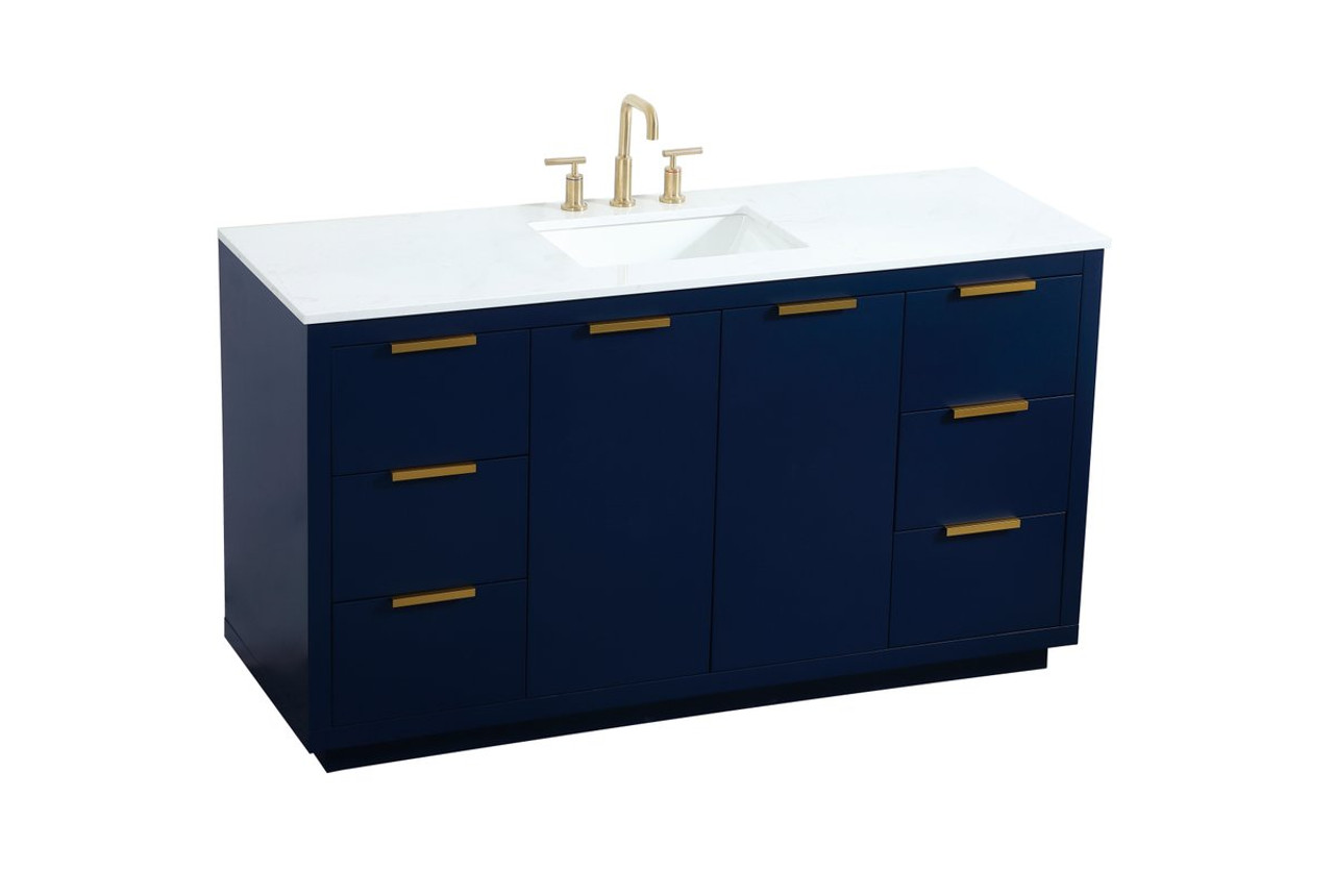 Elegant Decor VF19460BL 60 inch single bathroom vanity in blue