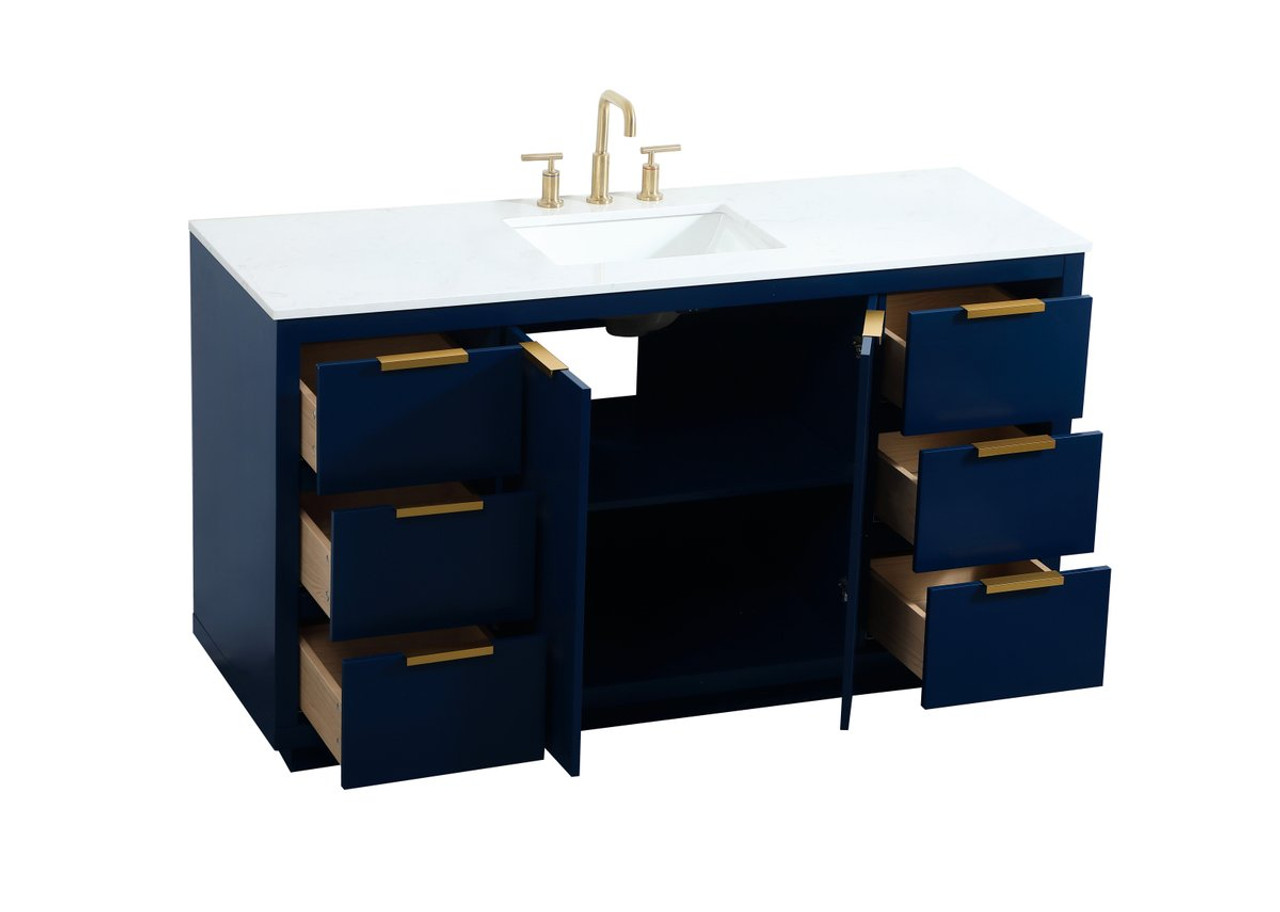 Elegant Decor VF19460BL 60 inch single bathroom vanity in blue