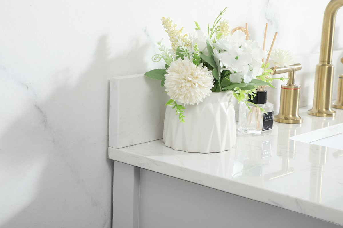 Elegant Decor VF19236GR-BS 36 inch single bathroom vanity in grey with backsplash