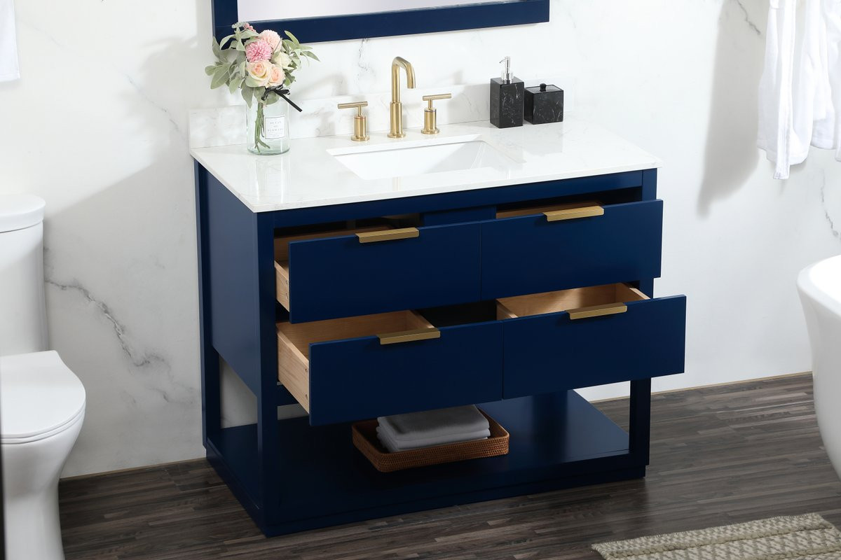 Elegant Decor VF19242BL-BS 42 inch single bathroom vanity in blue with backsplash