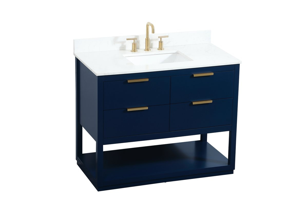 Elegant Decor VF19242BL-BS 42 inch single bathroom vanity in blue with backsplash