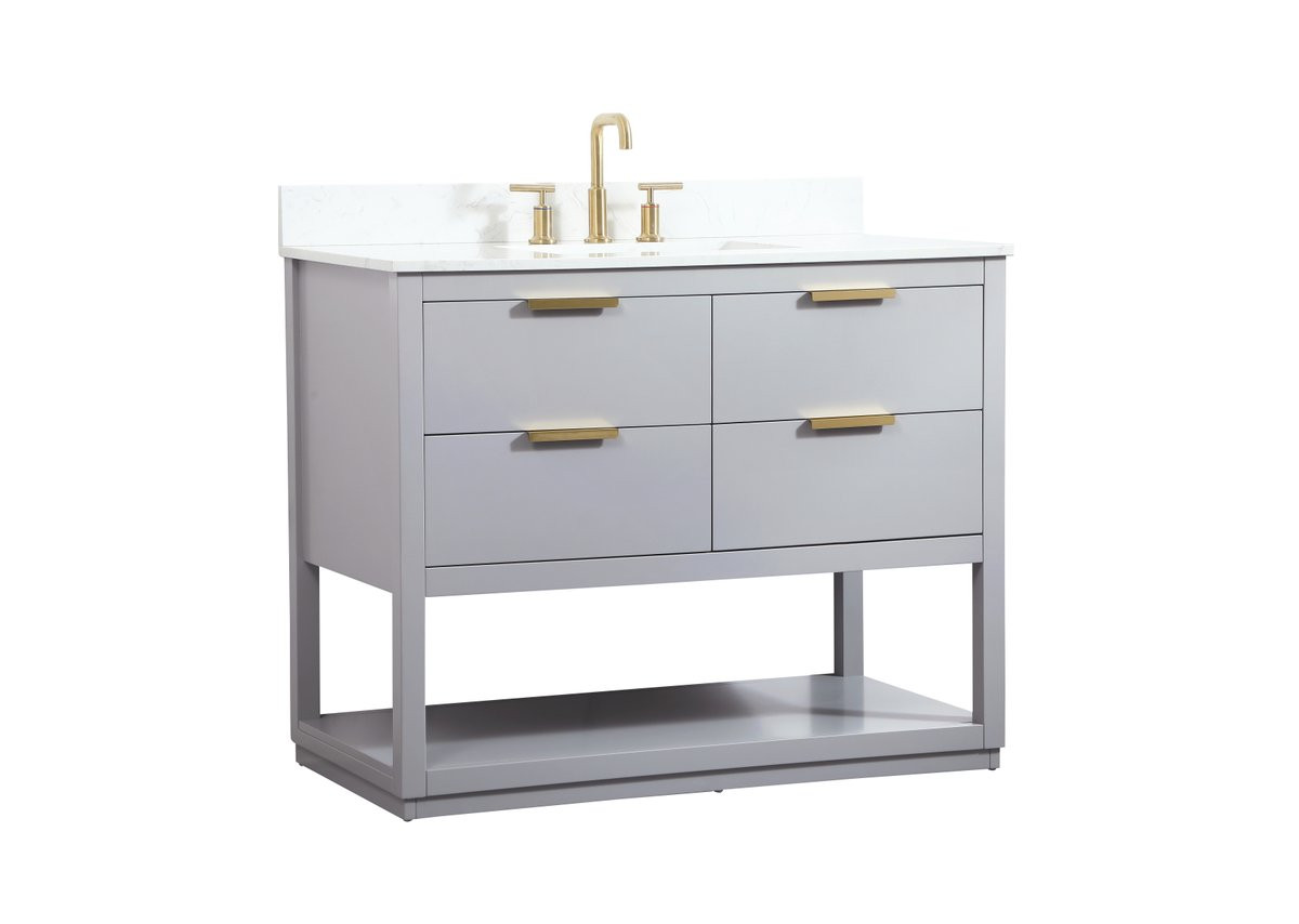 Elegant Decor VF19242GR-BS 42 inch single bathroom vanity in grey with backsplash