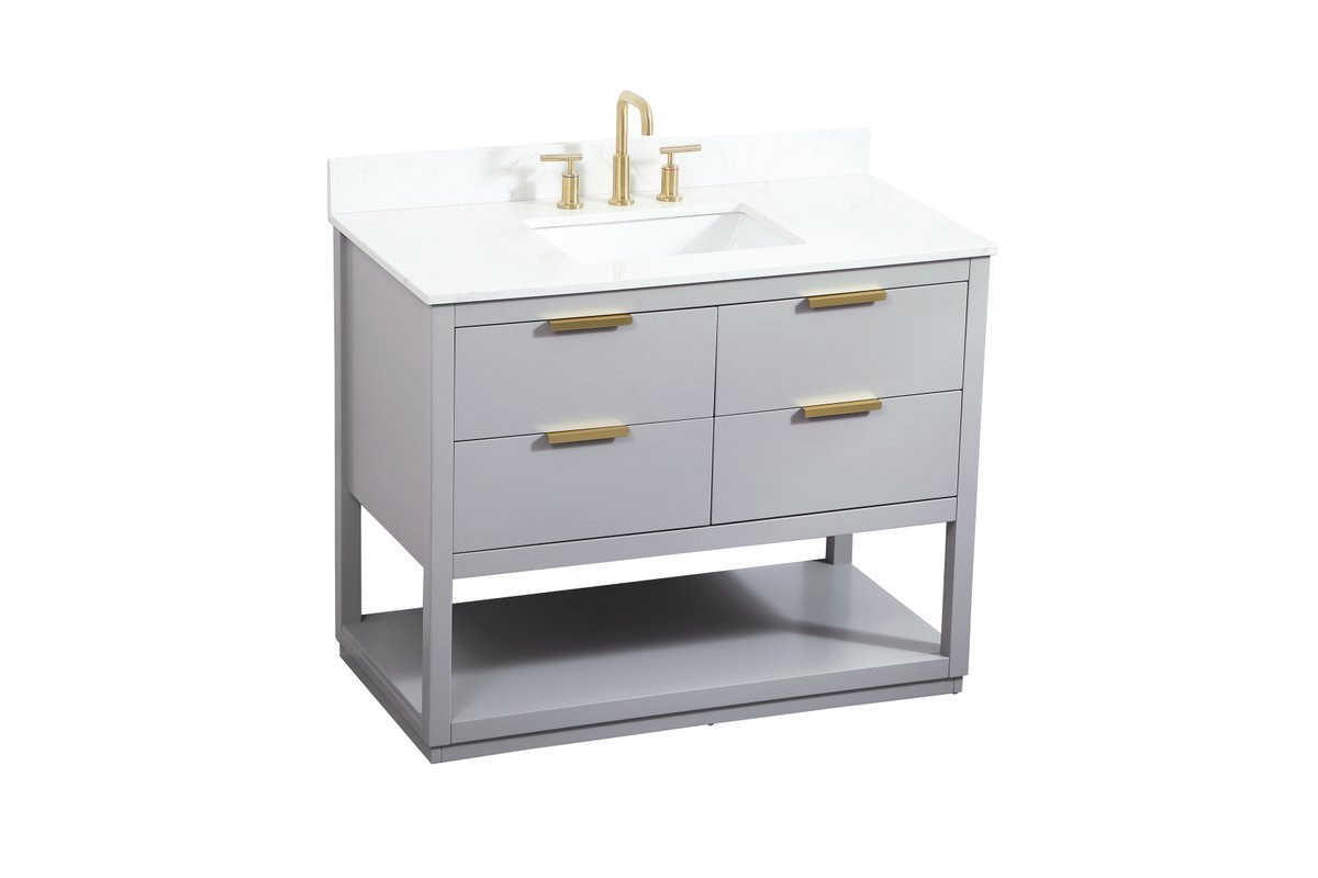 Elegant Decor VF19242GR-BS 42 inch single bathroom vanity in grey with backsplash