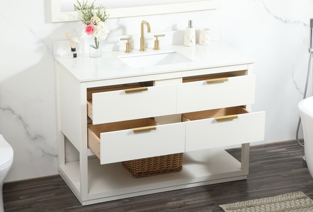 Elegant Decor VF19248WH-BS 48 inch single bathroom vanity in white with backsplash