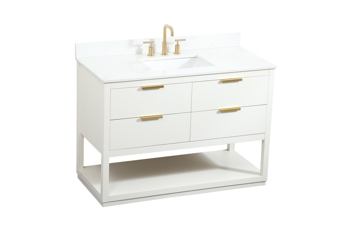 Elegant Decor VF19248WH-BS 48 inch single bathroom vanity in white with backsplash