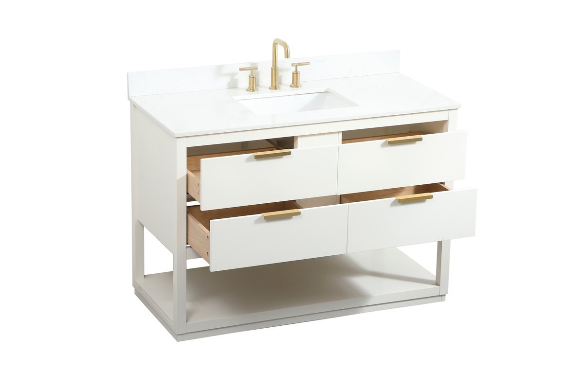 Elegant Decor VF19248WH-BS 48 inch single bathroom vanity in white with backsplash
