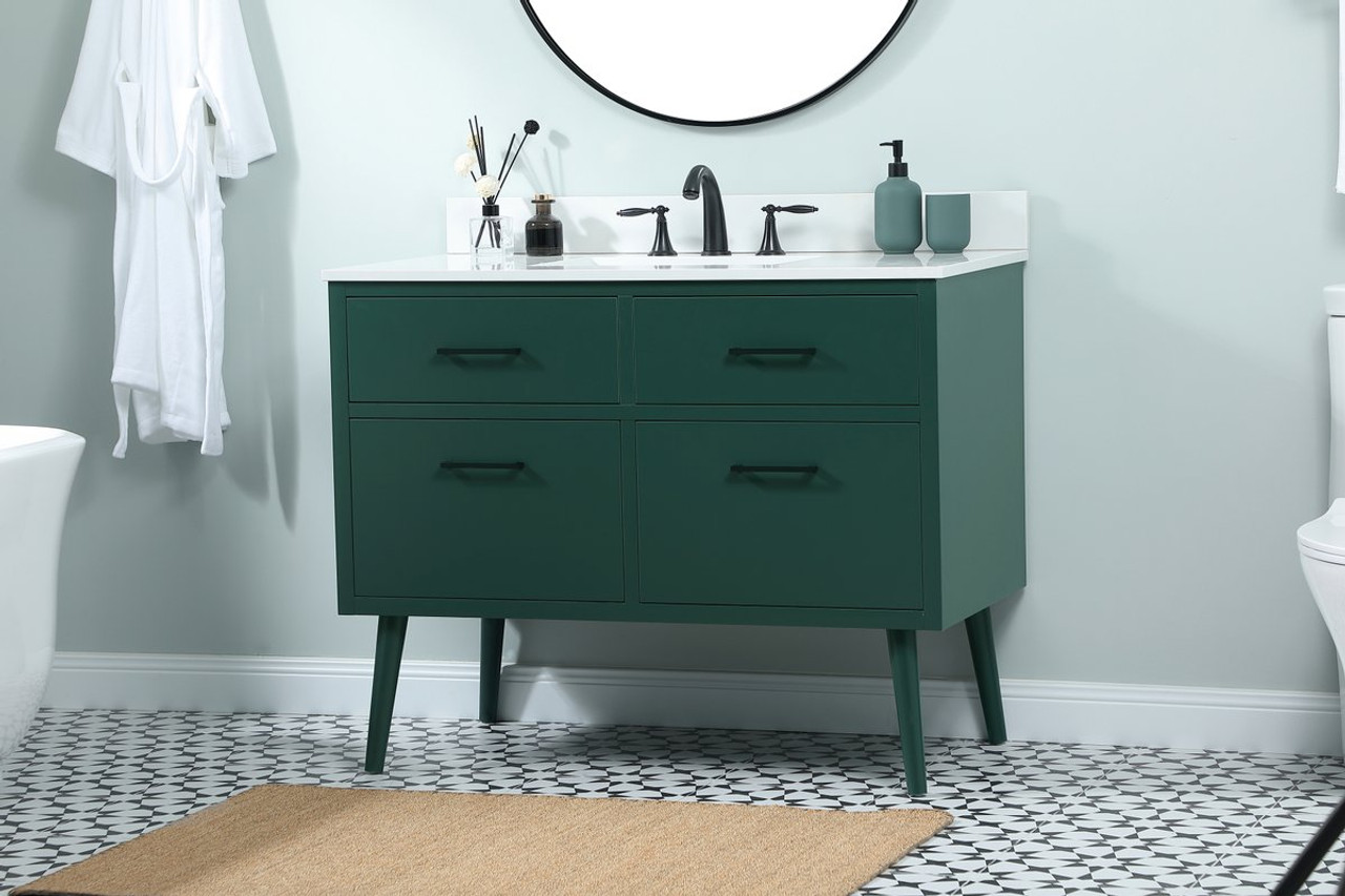 Elegant Decor VF41042MGN-BS 42 inch bathroom vanity in Green with backsplash