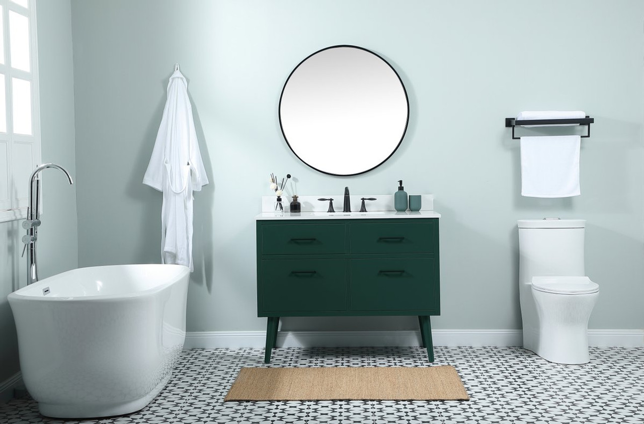 Elegant Decor VF41042MGN-BS 42 inch bathroom vanity in Green with backsplash