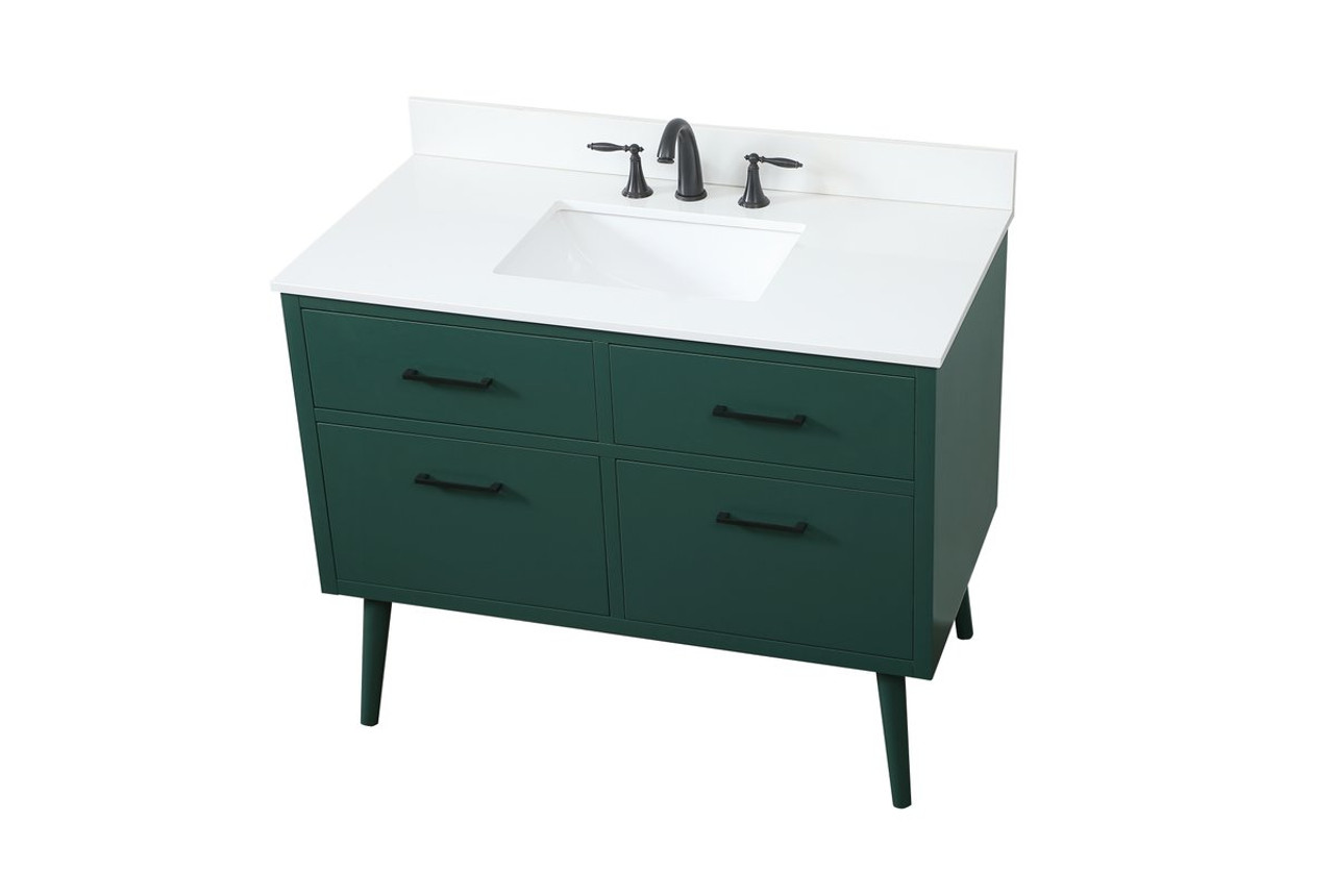 Elegant Decor VF41042MGN-BS 42 inch bathroom vanity in Green with backsplash