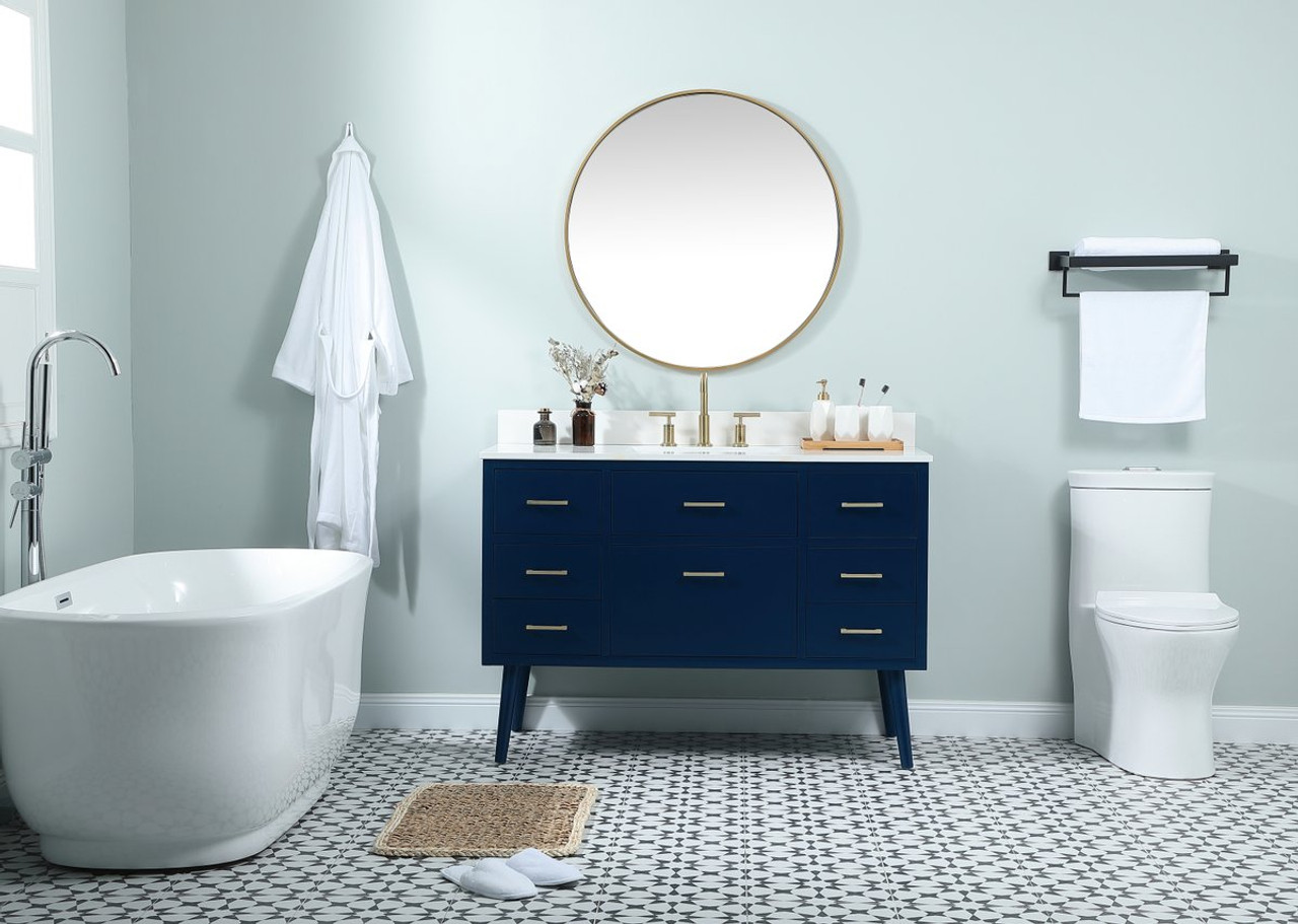 Elegant Decor VF41048MBL-BS 48 inch bathroom vanity in Blue with backsplash