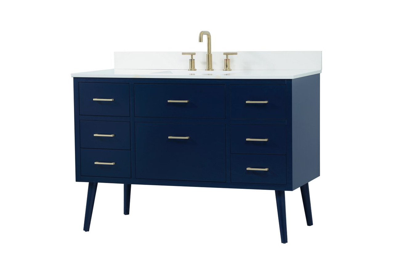 Elegant Decor VF41048MBL-BS 48 inch bathroom vanity in Blue with backsplash