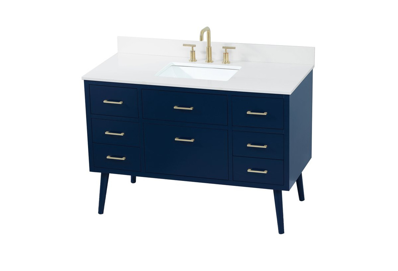 Elegant Decor VF41048MBL-BS 48 inch bathroom vanity in Blue with backsplash