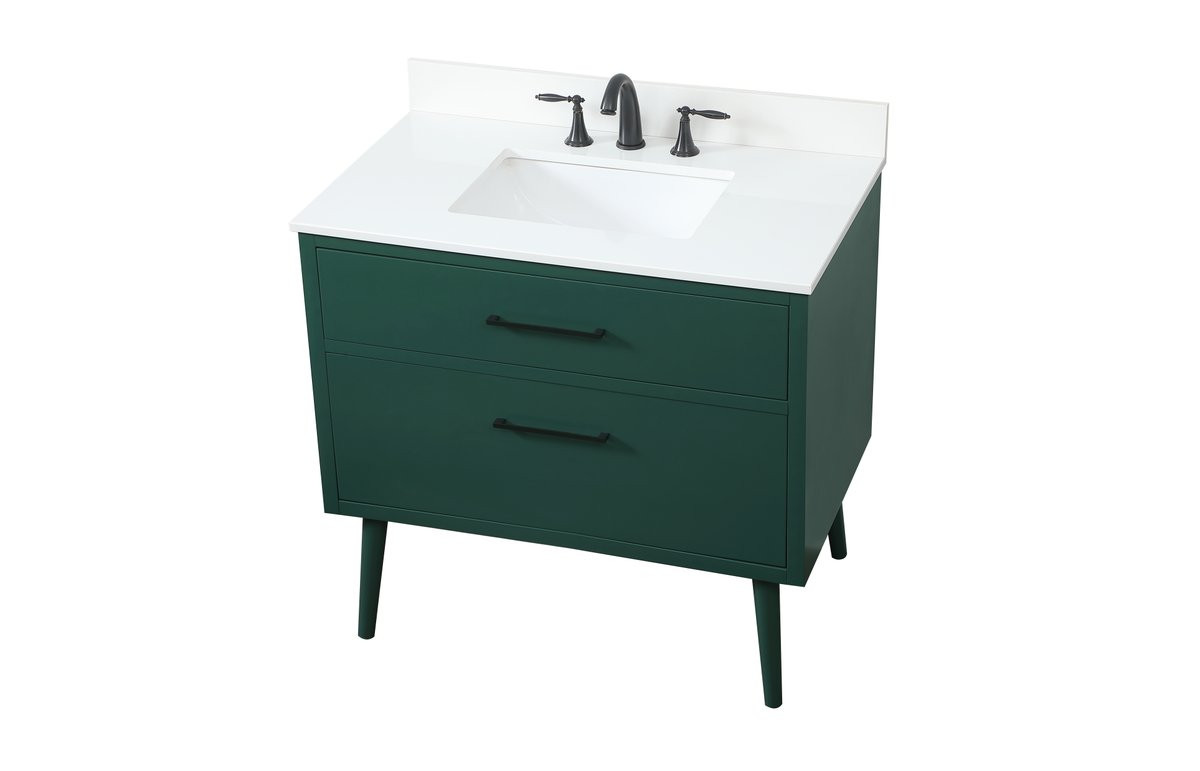 Elegant Decor VF41036MGN-BS 36 inch bathroom vanity in Green with backsplash