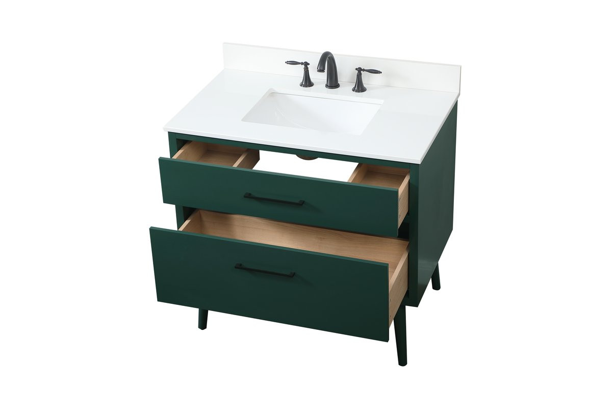 Elegant Decor VF41036MGN-BS 36 inch bathroom vanity in Green with backsplash