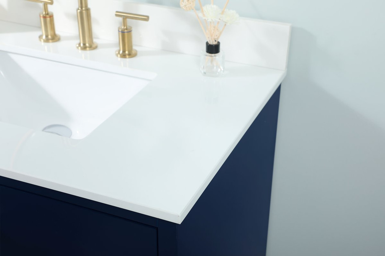 Elegant Decor VF41036MBL-BS 36 inch bathroom vanity in Blue with backsplash