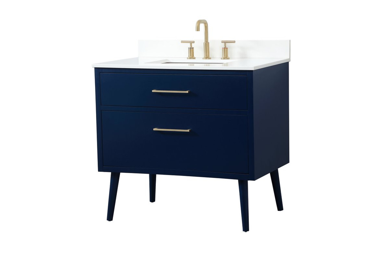 Elegant Decor VF41036MBL-BS 36 inch bathroom vanity in Blue with backsplash
