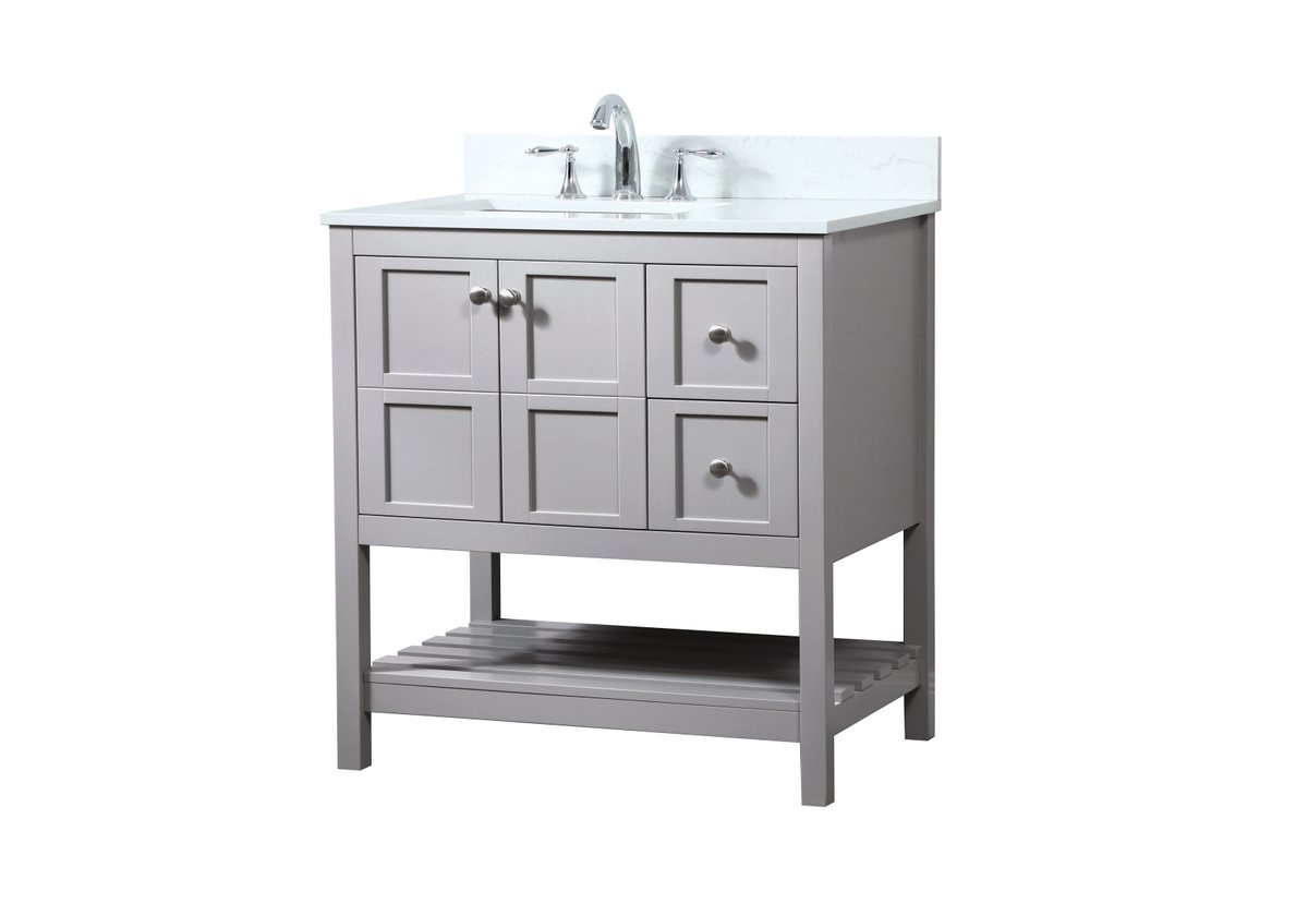 Elegant Decor VF16432GR-BS 32 inch single bathroom vanity in grey with backsplash