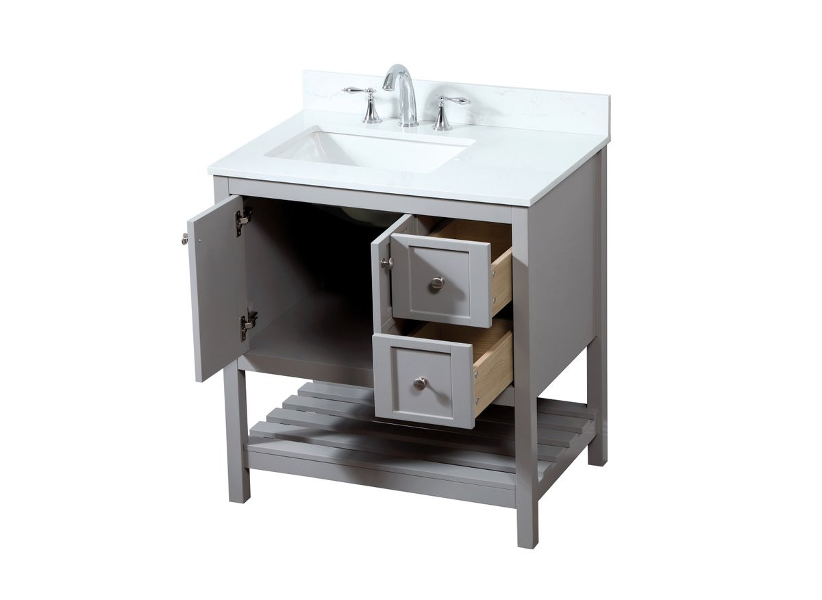 Elegant Decor VF16432GR-BS 32 inch single bathroom vanity in grey with backsplash